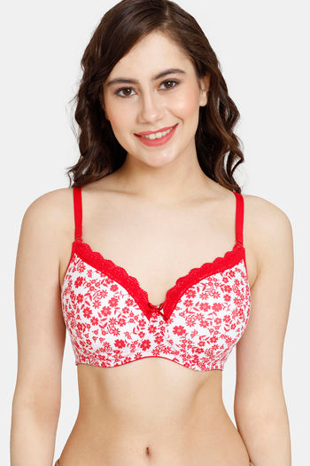 Buy Rosaline Padded Non Wired 3/4th Coverage T-Shirt Bra - Winterberry Print